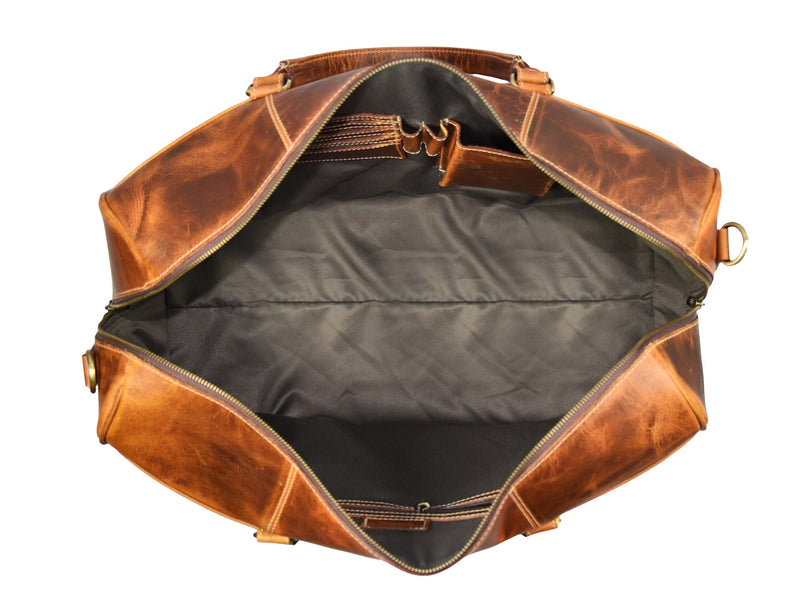 Dawson Leather Travel Bag - Walnut Brown.