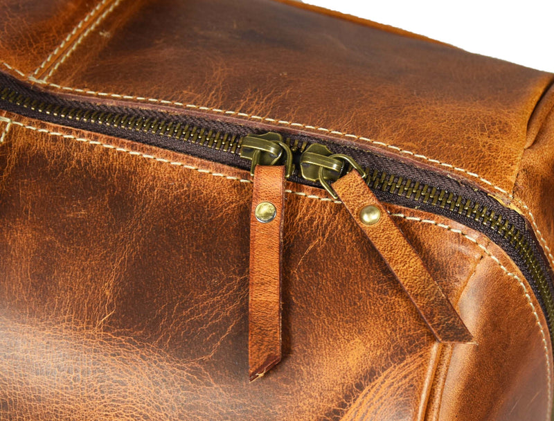 Dawson Leather Travel Bag - Walnut Brown.