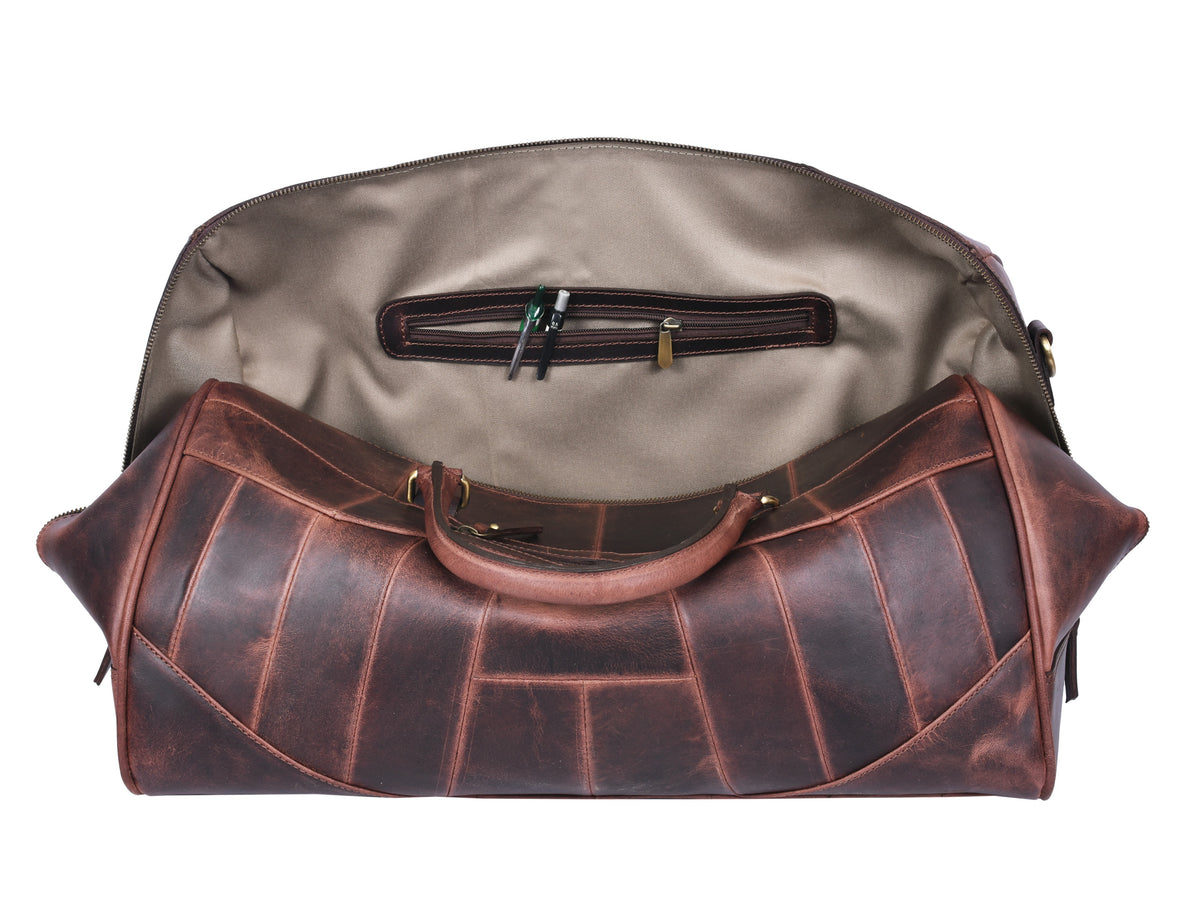 Leather Travel Bag -  Walnut Brown