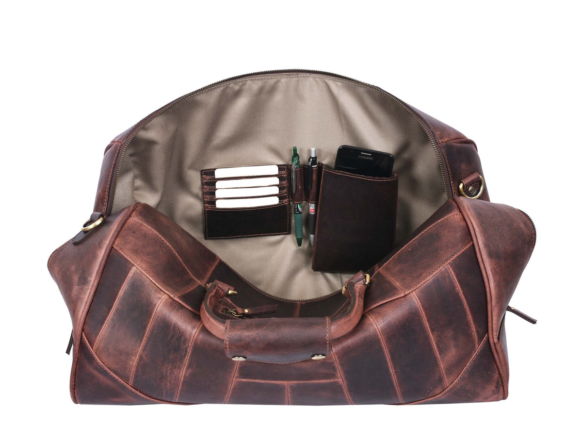 Leather Travel Bag -  Walnut Brown