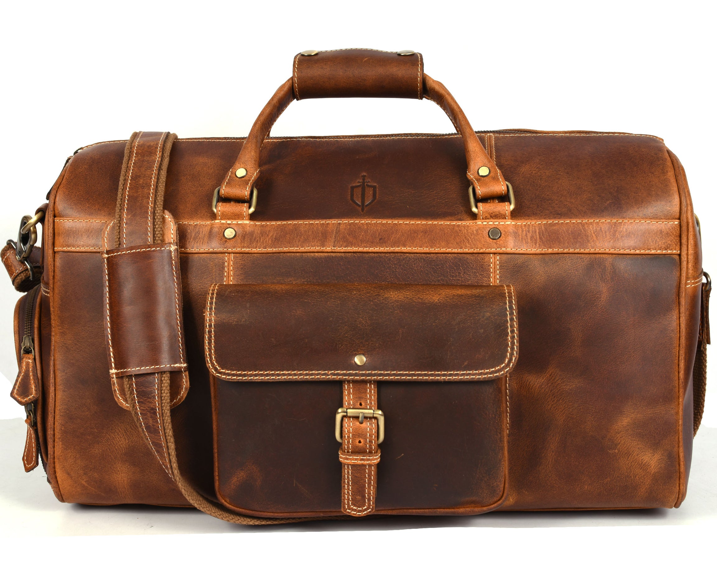 Souris Leather Travel Bag - Caramel Brown