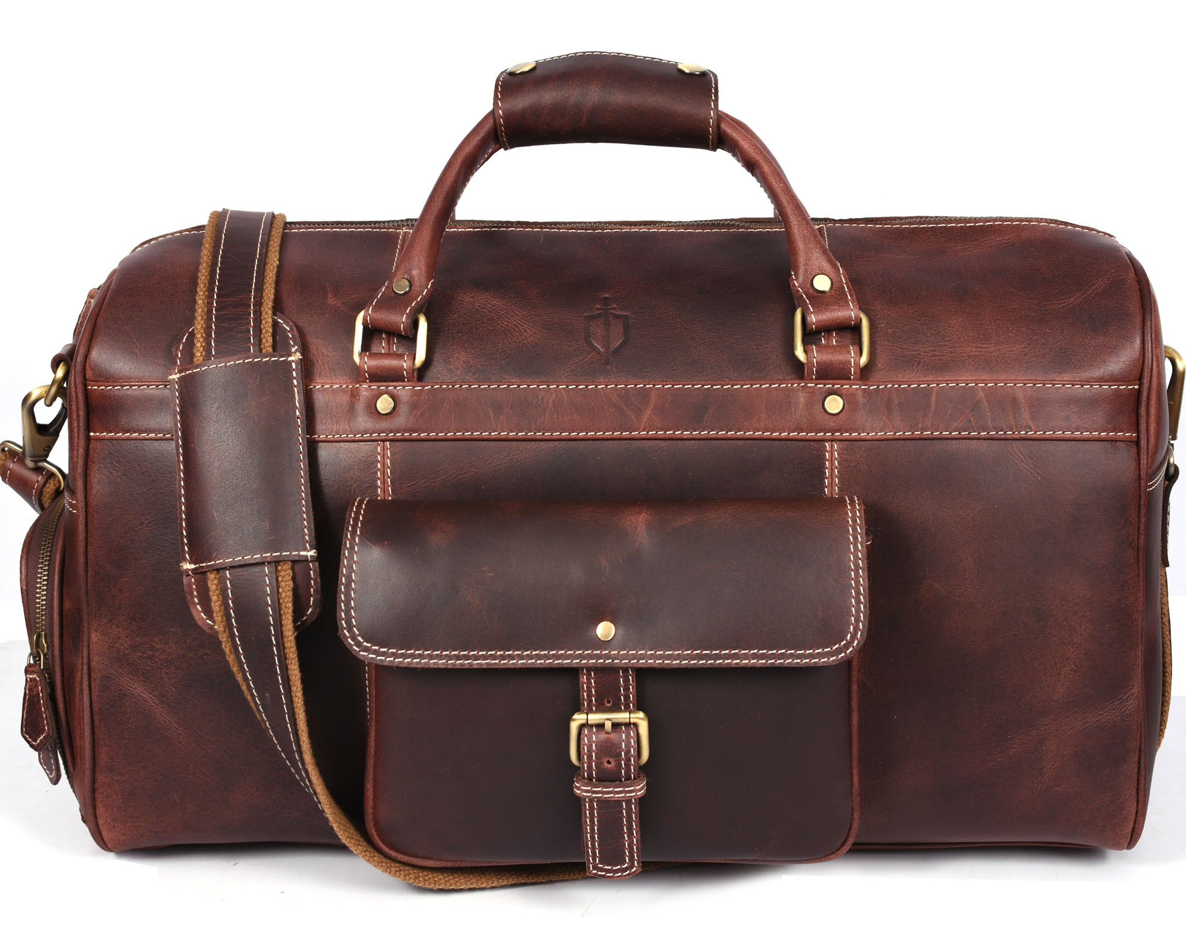 Dorval Leather Travel Bag - Walnut Brown