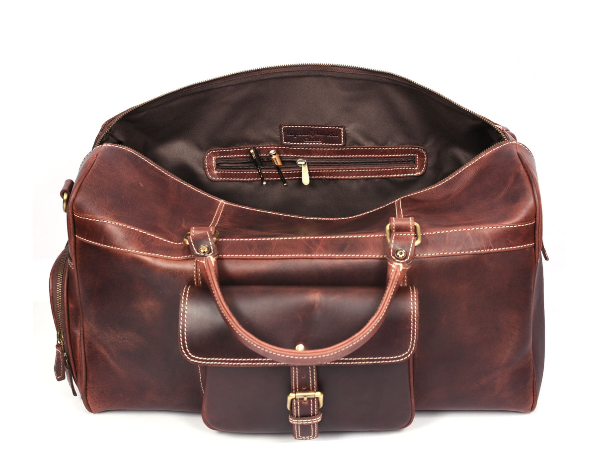 Dorval Leather Travel Bag - Walnut Brown