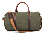 Leather Canvas Travel Bag - Green