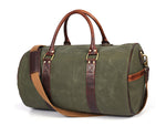 Leather Canvas Travel Bag - Green