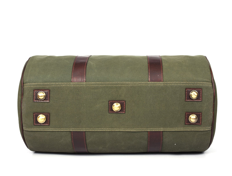 Leather Canvas Travel Bag - Green