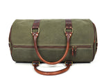 Leather Canvas Travel Bag - Green