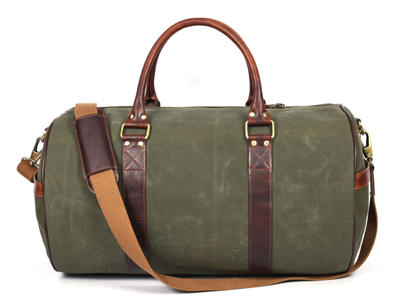 Leather Canvas Travel Bag - Green