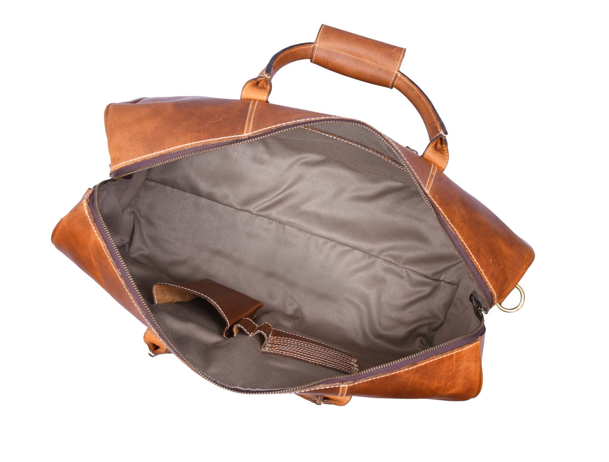 Walton Leather Travel Bag -  Caramel Brown