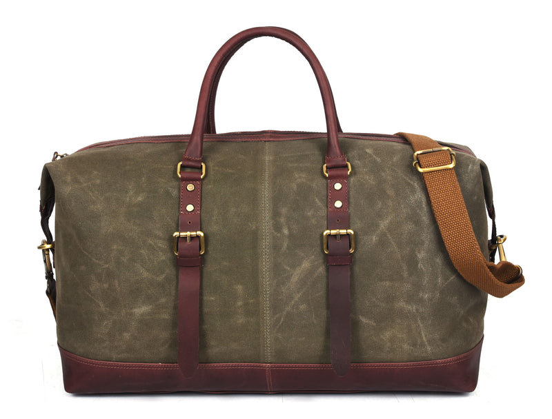 Tolredo Leather Canvas Duffel Bag - Green.