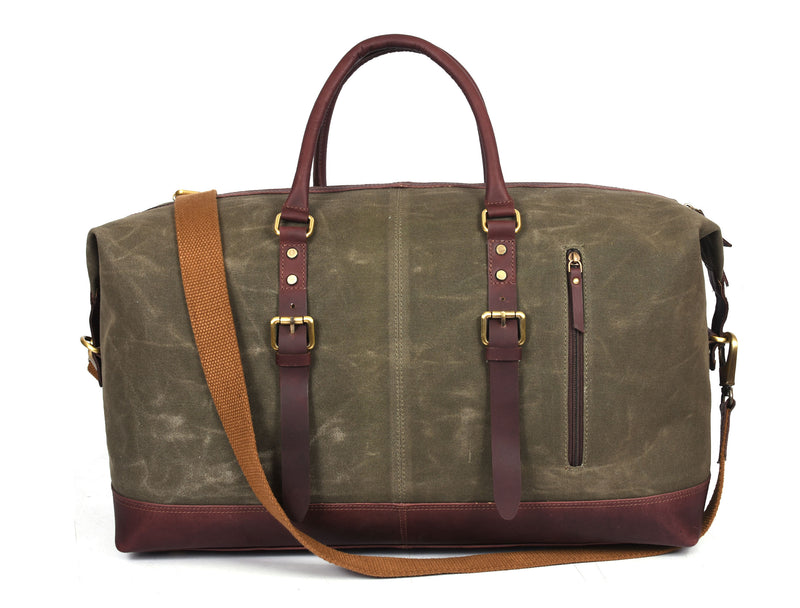 Tolredo Leather Canvas Duffel Bag - Green.