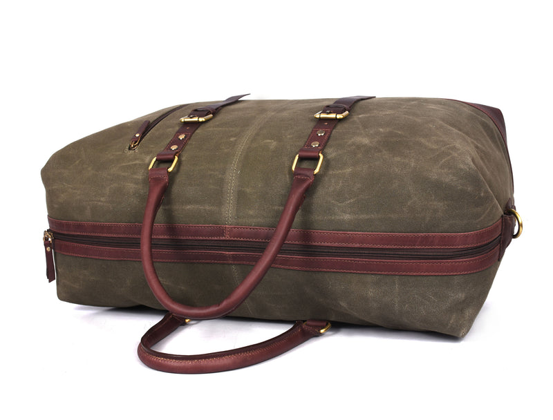 Tolredo Leather Canvas Duffel Bag - Green.