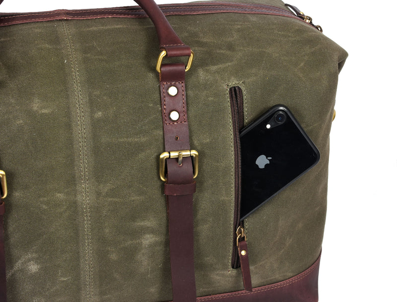 Tolredo Leather Canvas Duffel Bag - Green.