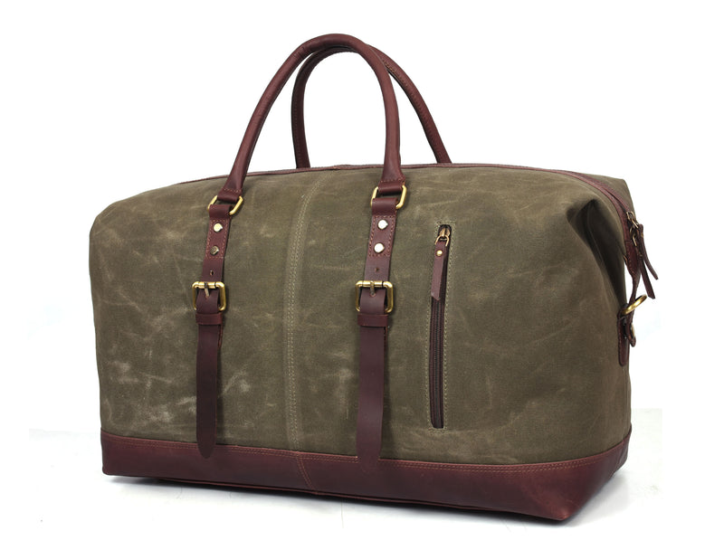 Tolredo Leather Canvas Duffel Bag - Green.