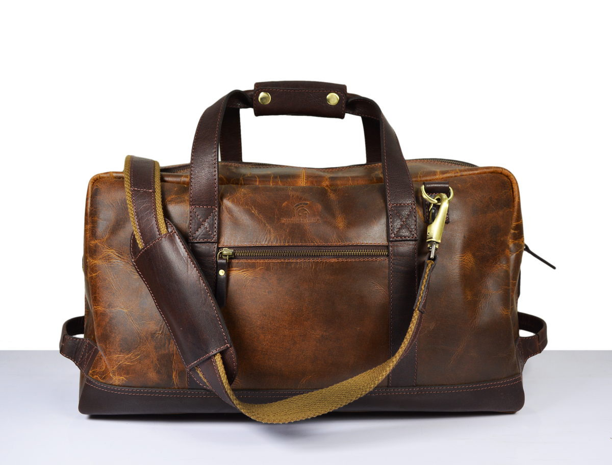 Leather Duffle Bag -  Pecan Brown