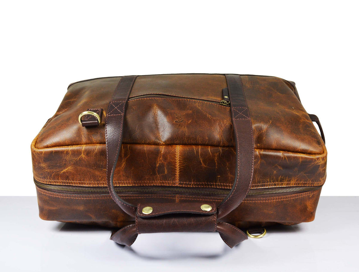 Leather Duffle Bag -  Pecan Brown