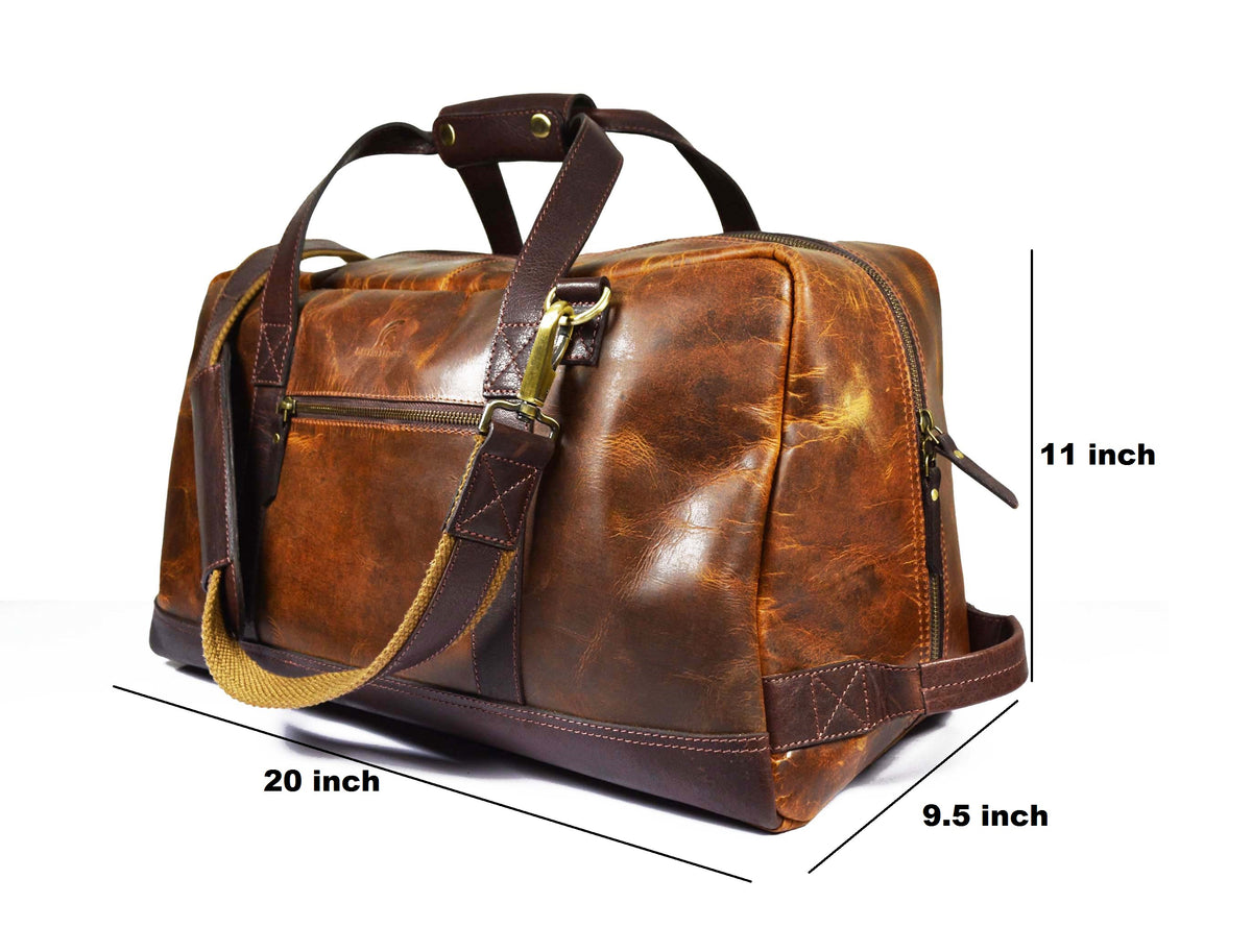 Leather Duffle Bag -  Pecan Brown