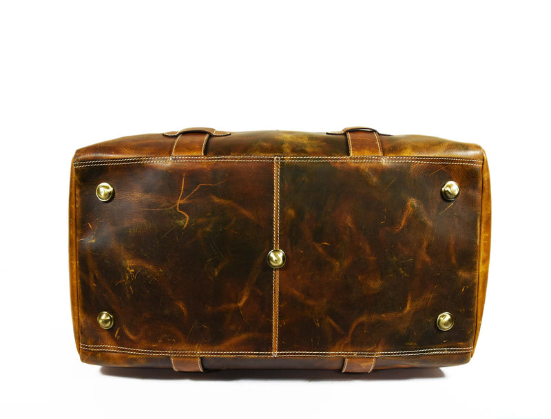 Peoria Leather Weekender Bag - Caramel Brown