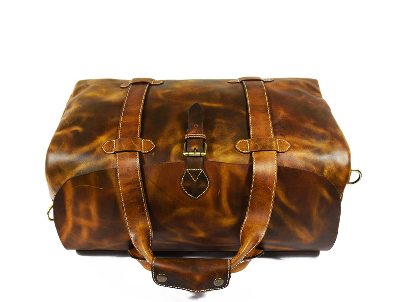 Peoria Leather Weekender Bag - Caramel Brown