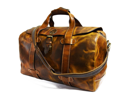 Peoria Leather Weekender Bag - Caramel Brown
