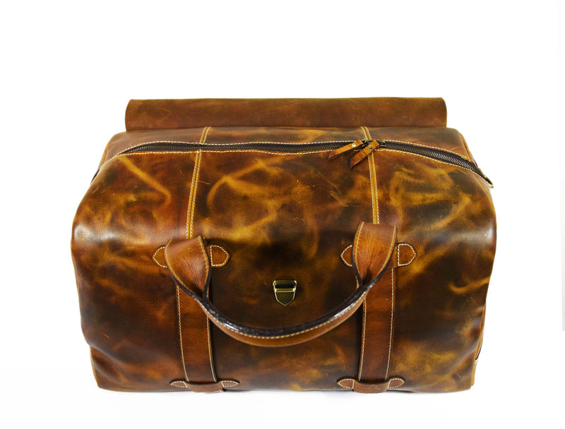 Peoria Leather Weekender Bag - Caramel Brown