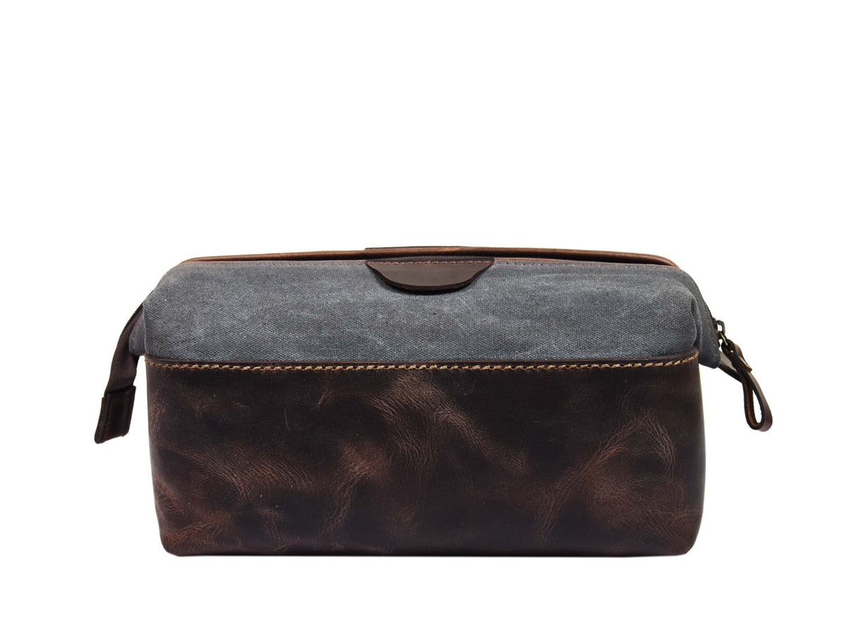 Leather Canvas Toiletry Bag - Anchor