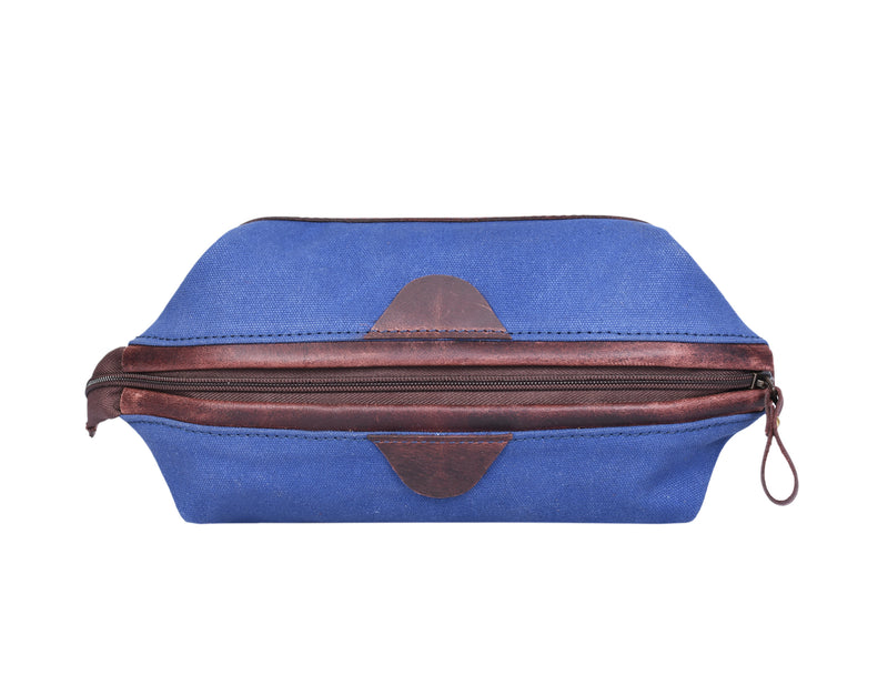 Leather & WaxCan Toiletry Bag - Navy