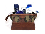 Tyler Leather Camouflage Toiletry Bag -  Camo Green