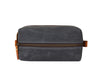 Dorval Leather Canvas Toiletry Bag - Cinnamon Brown