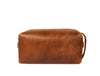 Dorval Leather Canvas Toiletry Bag - Cinnamon Brown