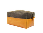 Leather Canvas Toiletry Bag - Tawny Brown