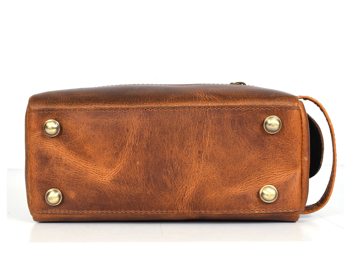 Winston Leather Toiletry Bag -  Caramel Brown