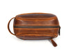 Akron Leather Toiletry Bag - Walnut Brown.