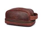 Akron Leather Toiletry Bag - Walnut Brown.