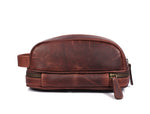 Akron Leather Toiletry Bag - Walnut Brown.