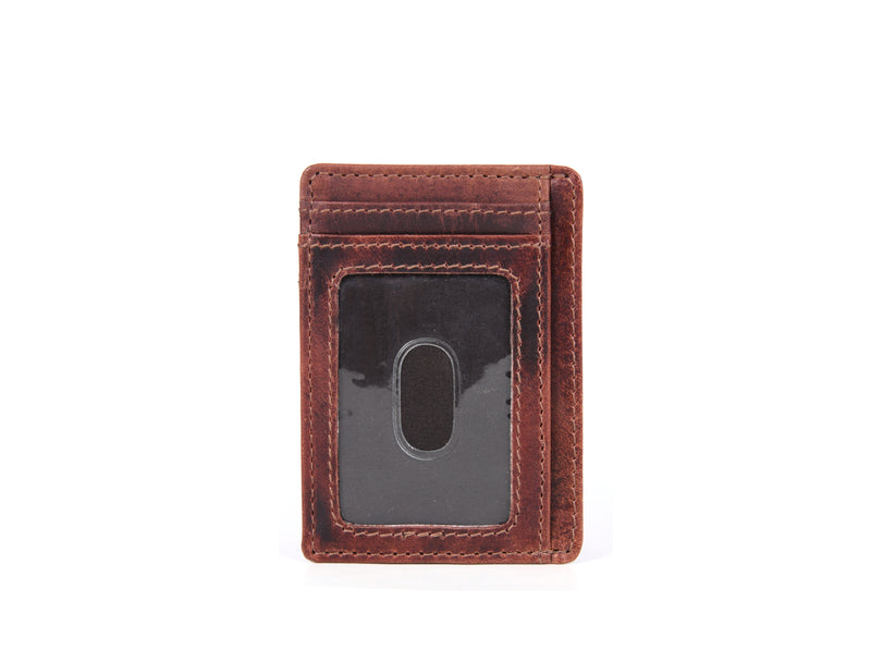 Tacoma Leather RFID Blocking Minimalist Wallets - Walnut Brown