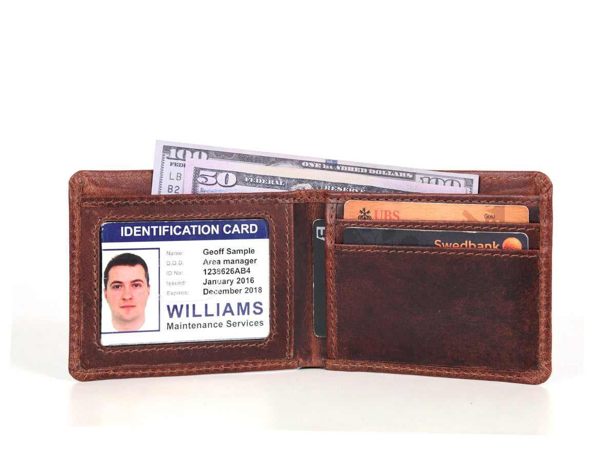 Tolredo Leather Rfid Blocking Mens Wallet - Walnut Brown