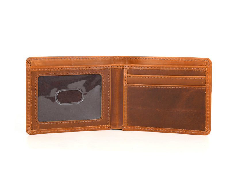 Arizona Leather RFID Blocking Mens Wallet - Caramel Brown