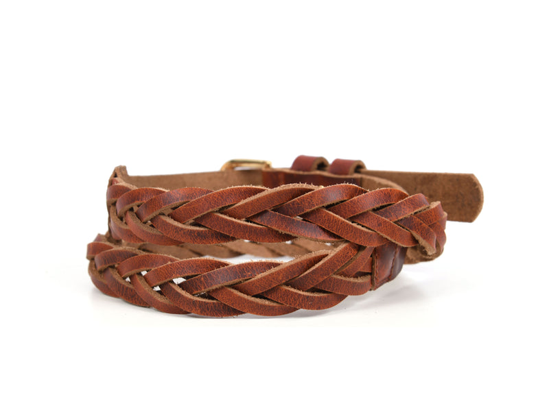 Tolredo Leather Womens fashionable Thin Braided Pin Buckle Belts – Dark Brown (WBLT- 545)