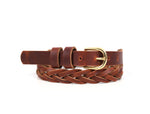 Tolredo Leather Womens fashionable Thin Braided Pin Buckle Belts – Dark Brown (WBLT- 545)