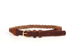 Tolredo Leather Womens fashionable Thin Braided Pin Buckle Belts – Dark Brown (WBLT- 545)