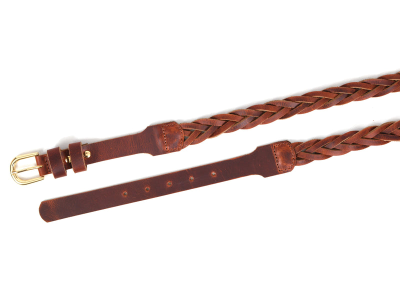 Tolredo Leather Womens fashionable Thin Braided Pin Buckle Belts – Dark Brown (WBLT- 545)