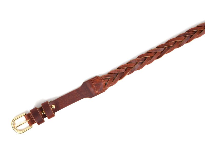 Tolredo Leather Womens fashionable Thin Braided Pin Buckle Belts – Dark Brown (WBLT- 545)