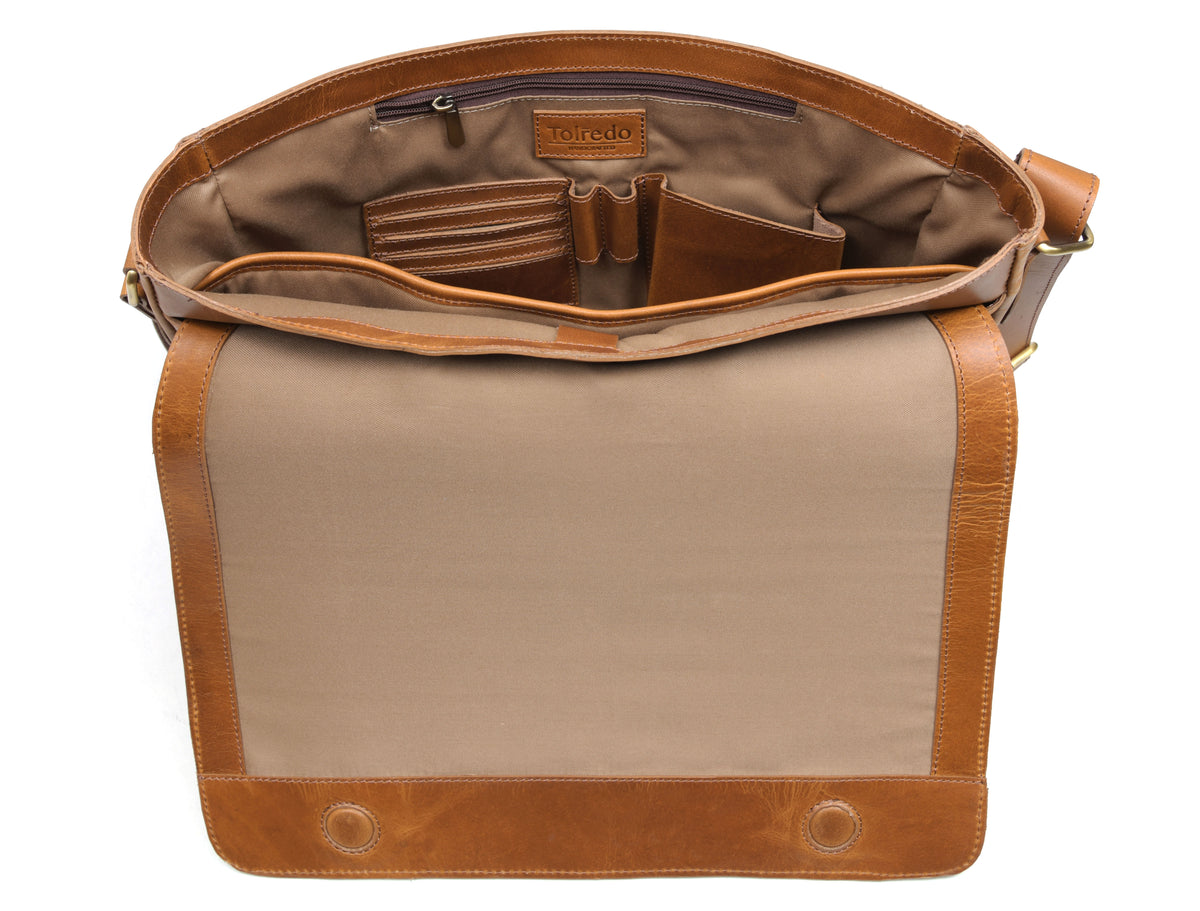 Spruce Leather Messenger Bag - Tawny Brown